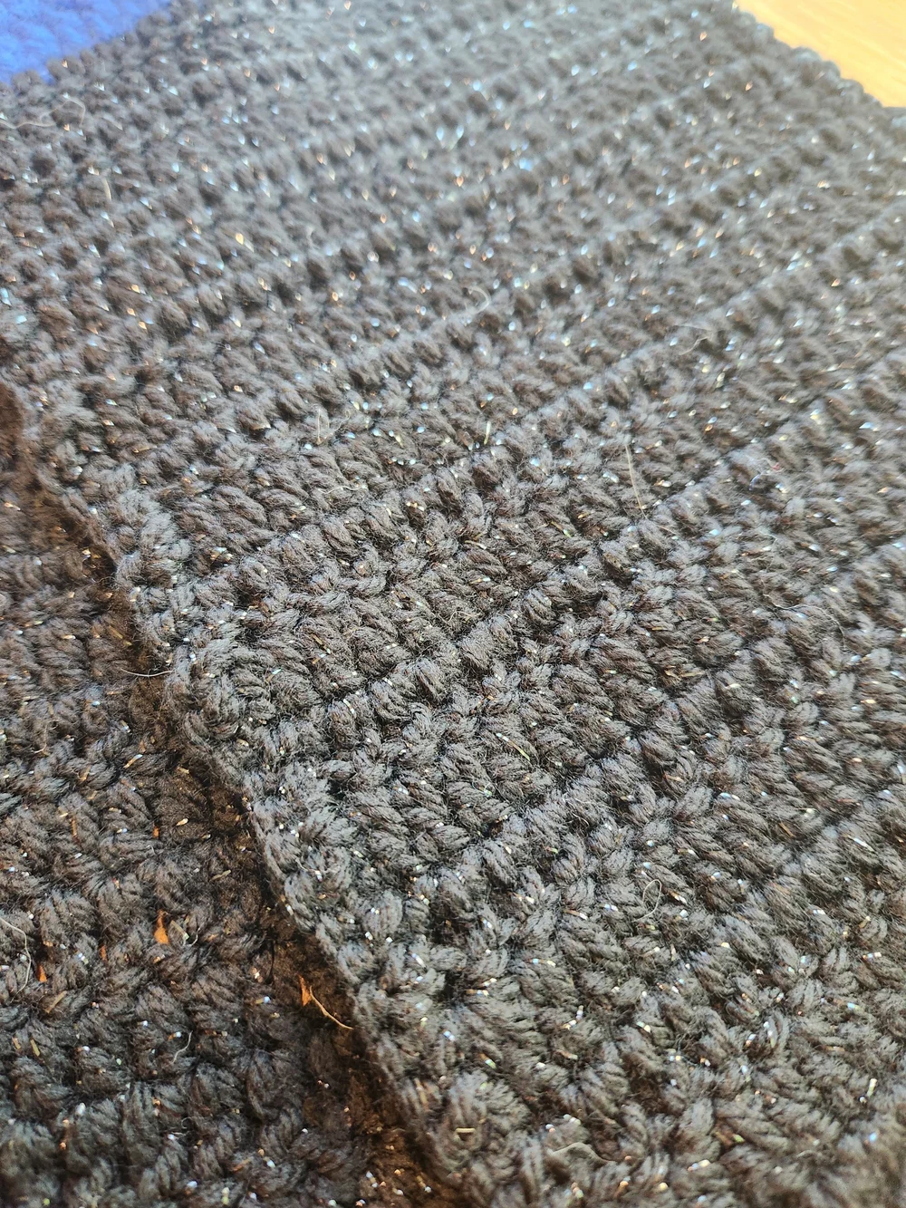Handmade Blue and Black Crocheted Kid's Scarf